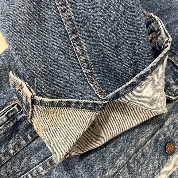 Vintage Levi's denim jacket with leather collar men's size L - Picture 10 of 14